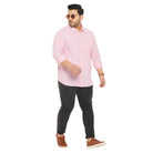 Men Plus Size Base-Pink Solid Shirt - bigbanana