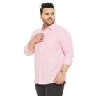 Men Plus Size Base-Pink Solid Shirt - bigbanana