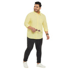 Men Plus Size Base-Yellow Solid Shirt - bigbanana