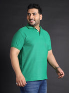 Men Plus Size Bibs-Green Solid Polo Tshirt - bigbanana