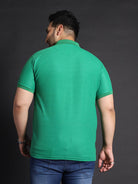 Men Plus Size Bibs-Green Solid Polo Tshirt - bigbanana