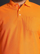 Men Plus Size Bibs-Orange Solid Polo Tshirt - bigbanana