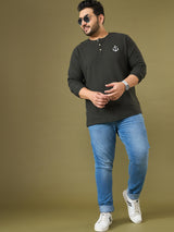 Men Plus Size Bedrock Solid Henley Tshirt