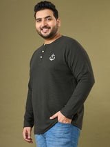 Men Plus Size Bedrock Solid Henley Tshirt