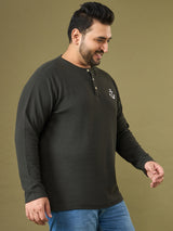 Men Plus Size Bedrock Solid Henley Tshirt