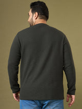 Men Plus Size Bedrock Solid Henley Tshirt
