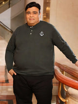 Men Plus Size Bedrock Solid Henley Tshirt