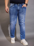 Men Plus Size Belbo Washed Indigo Denim - bigbanana