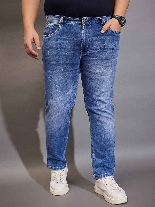 Men Plus Size Belbo Washed Indigo Denim