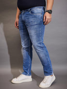 Men Plus Size Belbo Washed Indigo Denim - bigbanana