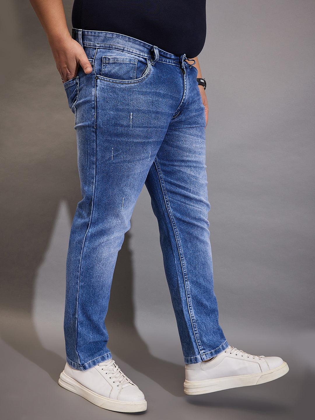 Men Plus Size Belbo Washed Indigo Denim - bigbanana