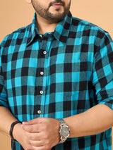 Men Plus Size Beryl Multicolor Checkered Casual Shirt