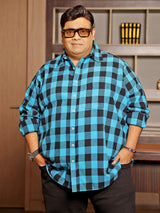 Men Plus Size Beryl Multicolor Checkered Casual Shirt