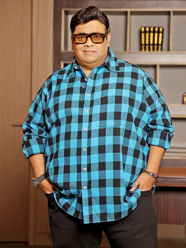 Men Plus Size Beryl Multicolor Checkered Casual Shirt