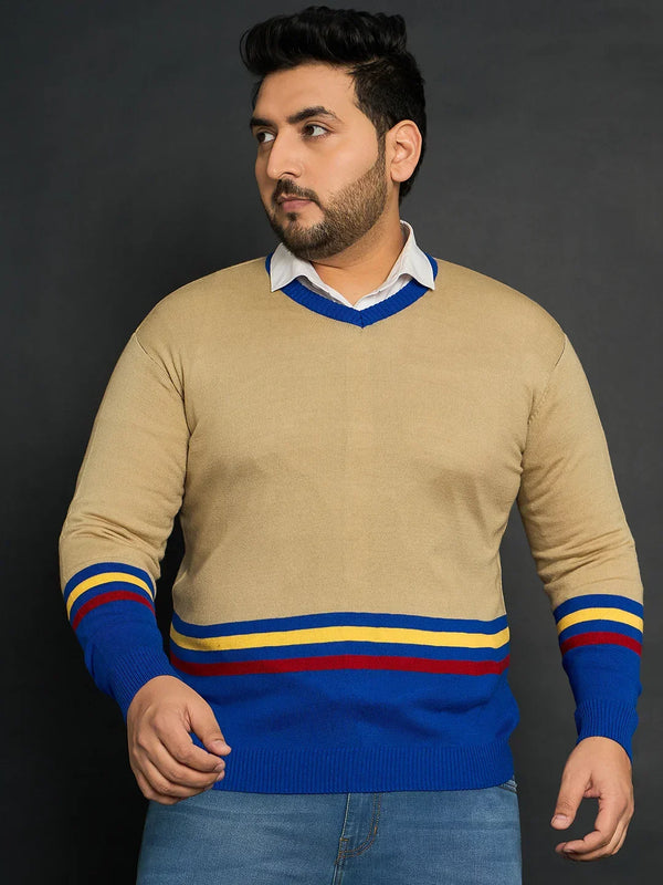 Men Plus Size Bicheno Colourblocked Sweater
