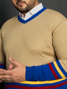 Men Plus Size Bicheno Colourblocked Sweater - bigbanana