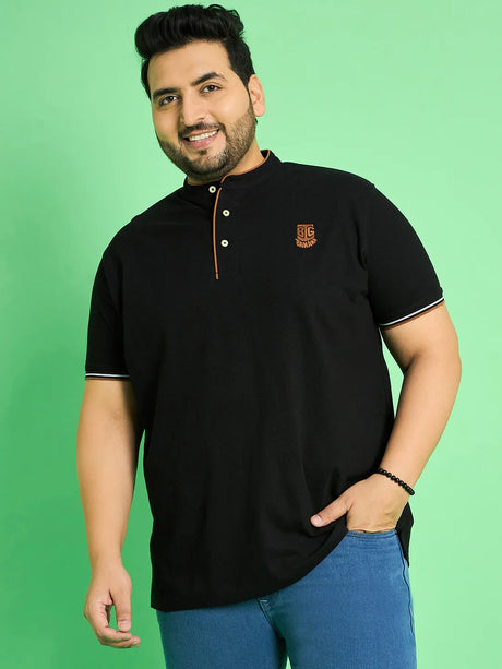 Men Plus Size Mave Solid Henley Tshirt - bigbanana