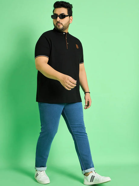 Men Plus Size Mave Solid Henley Tshirt - bigbanana
