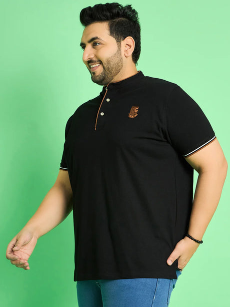 Men Plus Size Mave Solid Henley Tshirt - bigbanana