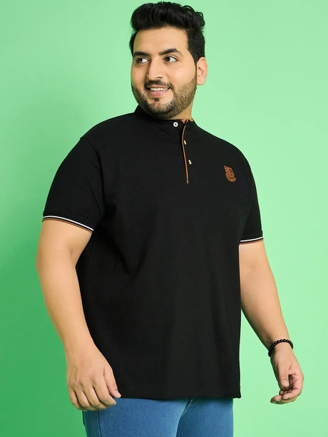 Men Plus Size Mave Solid Henley Tshirt - bigbanana