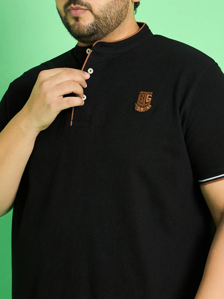 Men Plus Size Mave Solid Henley Tshirt - bigbanana