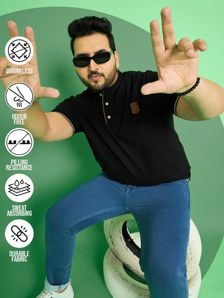 Men Plus Size Mave Solid Henley Tshirt - bigbanana