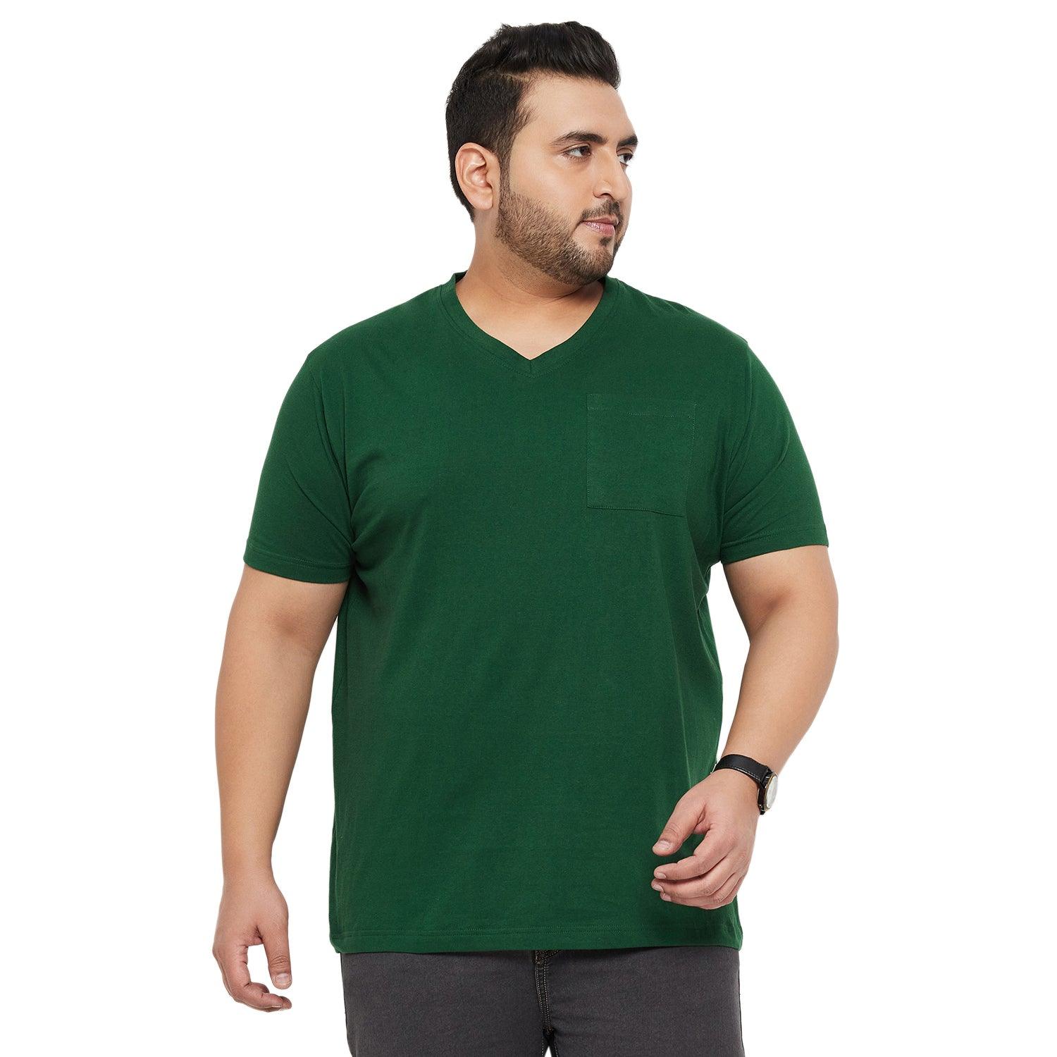 Men Plus Size Bitter Solid V-Neck Tshirt - bigbanana