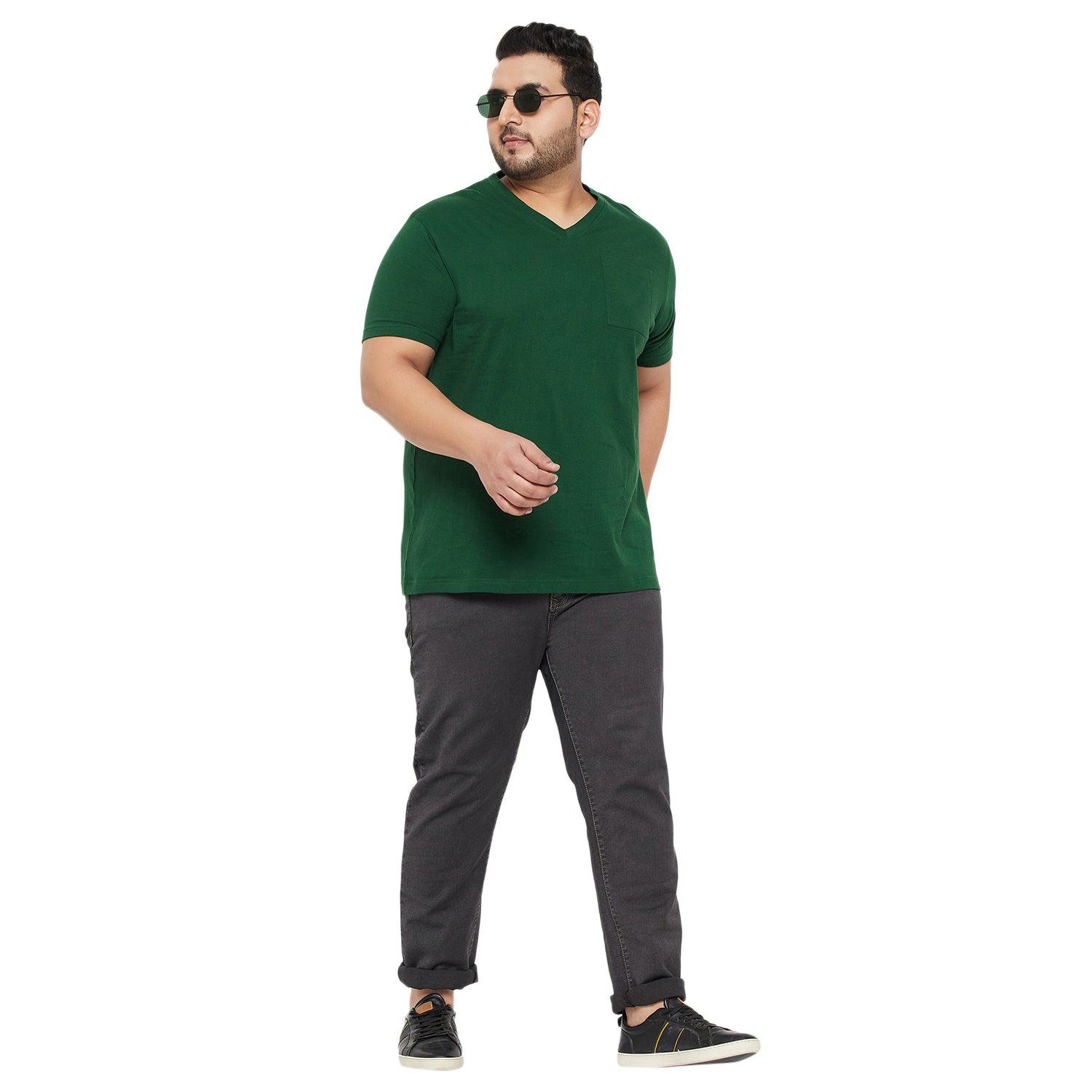 Men Plus Size Bitter Solid V-Neck Tshirt - bigbanana