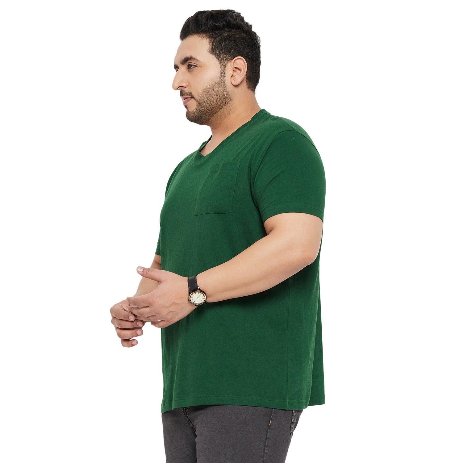 Men Plus Size Bitter Solid V-Neck Tshirt - bigbanana