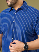 Men Plus Size Bluemist Striped Shirt