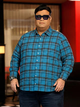Men Plus Size Blumm Multicolor Checkered Casual Shirt