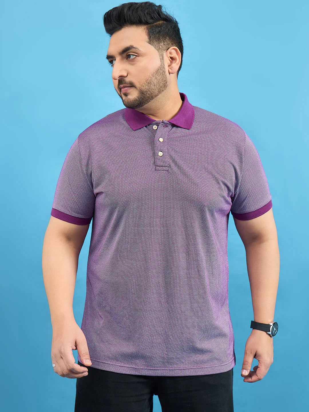 Men Plus Size Boden Purple Solid Polo Tshirt - bigbanana
