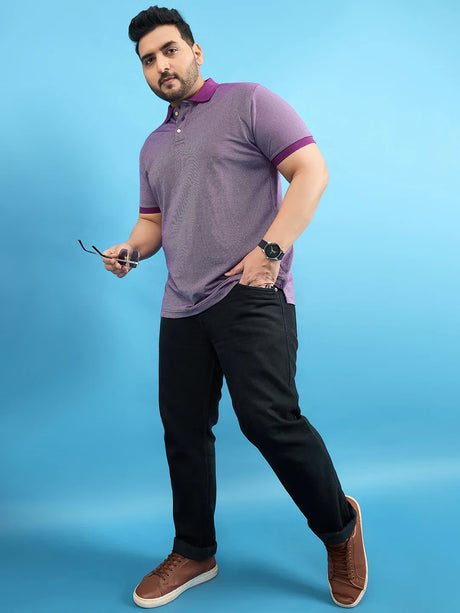 Men Plus Size Boden Purple Solid Polo Tshirt - bigbanana