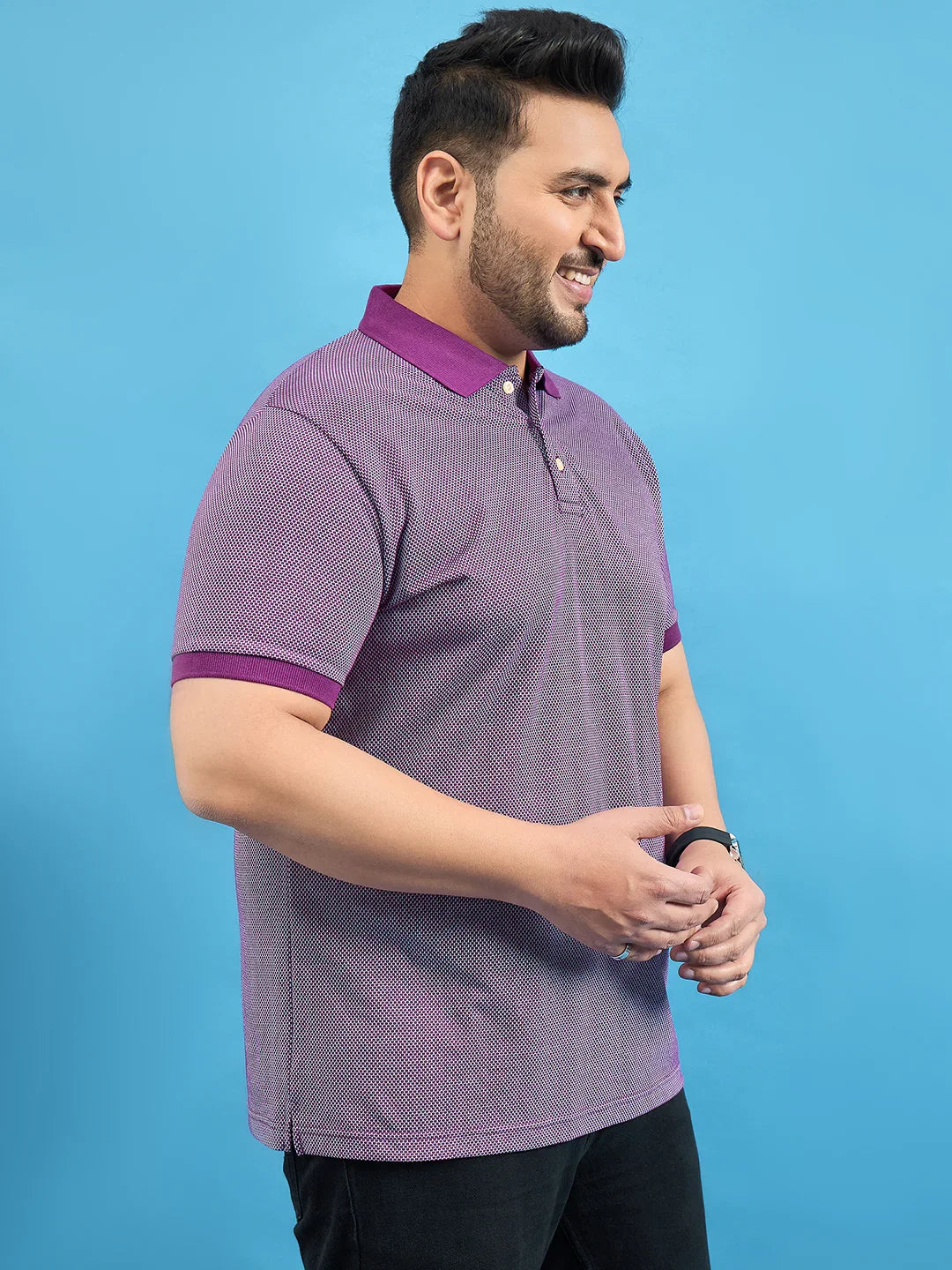 Men Plus Size Boden Purple Solid Polo Tshirt - bigbanana