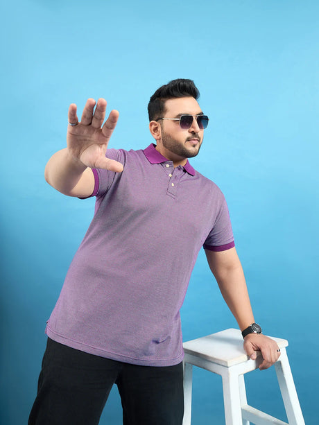 Men Plus Size Boden Purple Solid Polo Tshirt - bigbanana