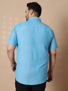 Men Plus Size Bogota-Blue Solid Shirt - bigbanana