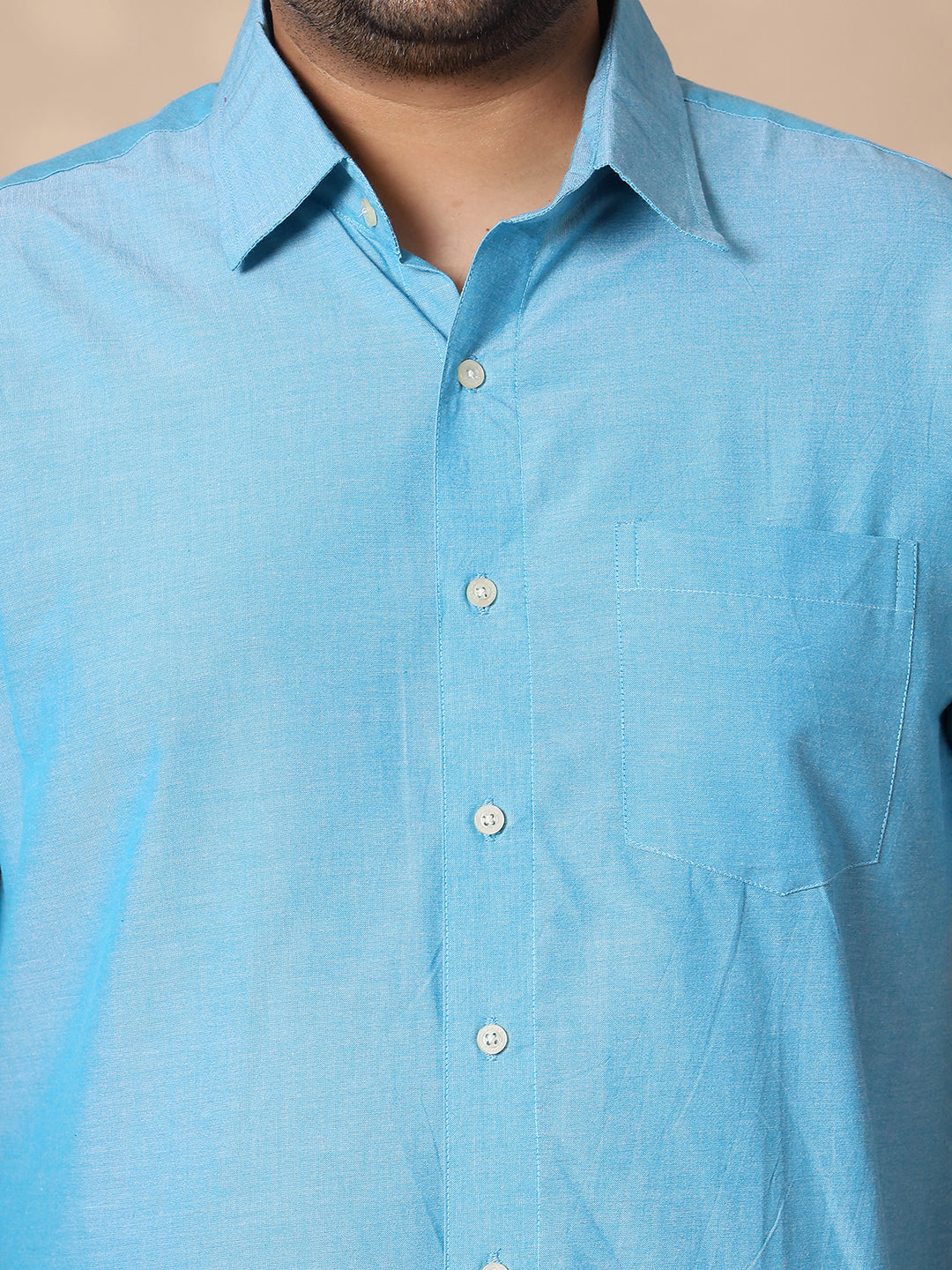 Men Plus Size Bogota-Blue Solid Shirt - bigbanana