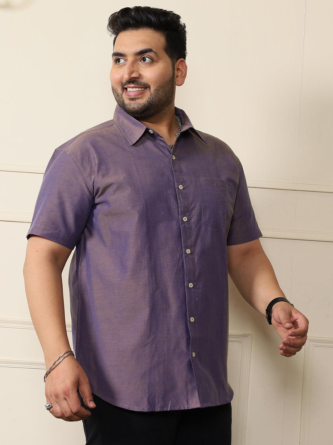 Men Plus Size Bogota-Purple Solid Shirt - bigbanana