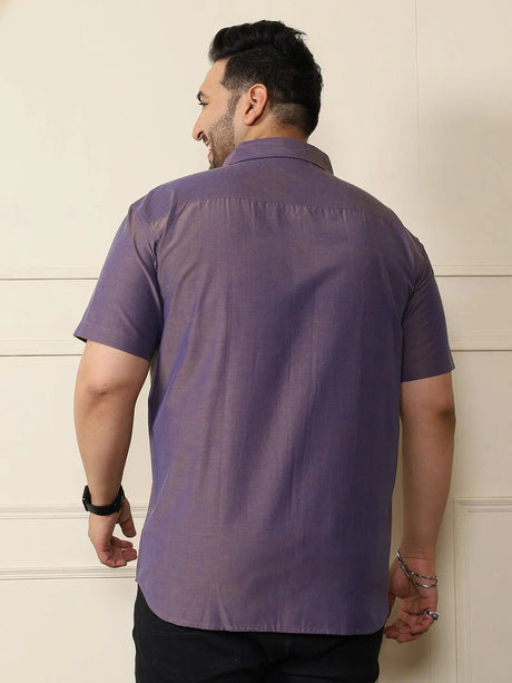 Men Plus Size Bogota-Purple Solid Shirt - bigbanana