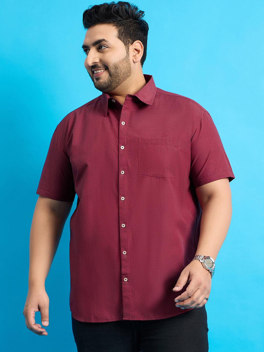 Men Plus Size Bogota-Red Solid Shirt - bigbanana