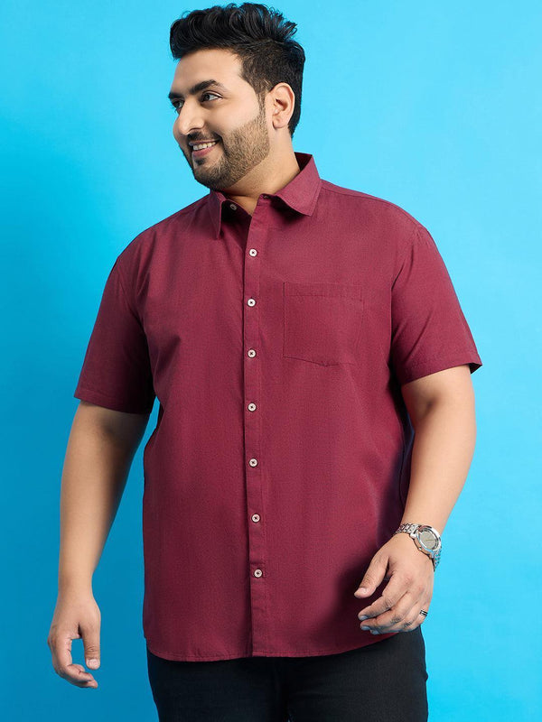 Men Plus Size Bogota-Red Solid Shirt