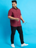 Men Plus Size Bogota-Red Solid Shirt - bigbanana