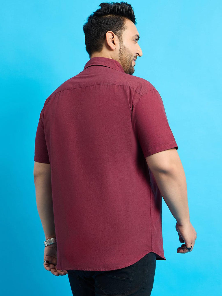 Men Plus Size Bogota-Red Solid Shirt - bigbanana