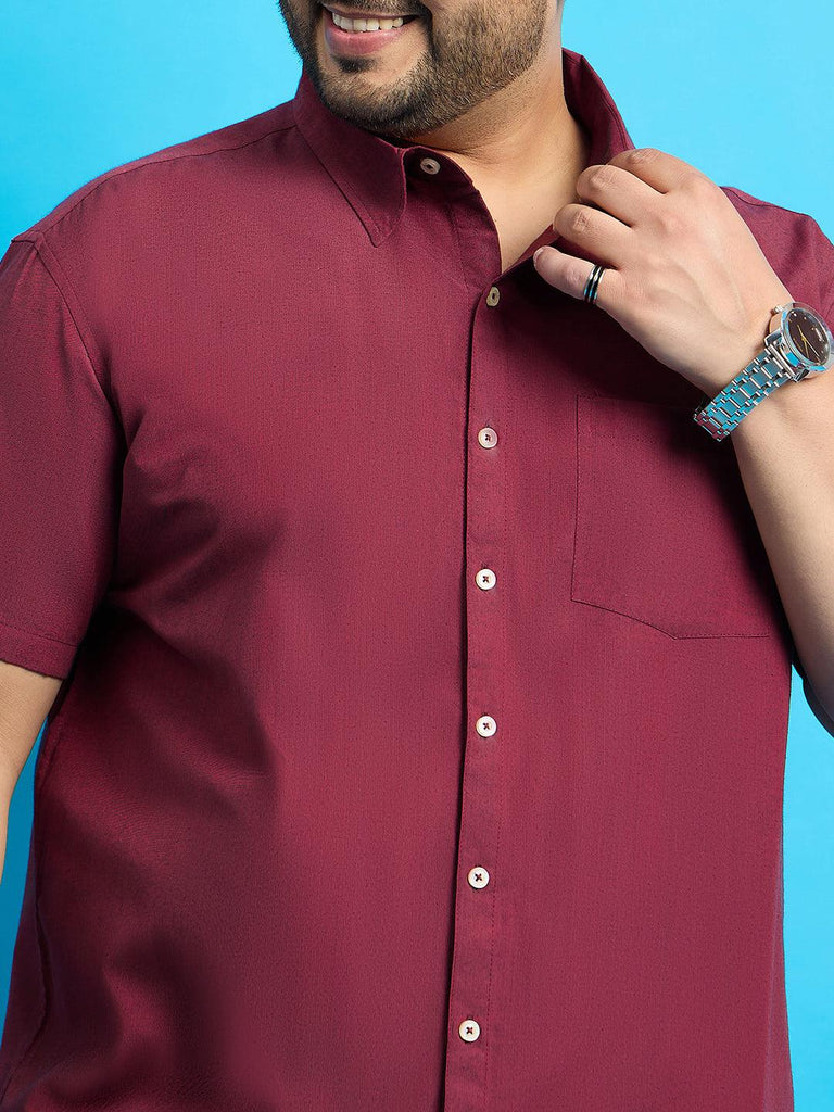 Men Plus Size Bogota-Red Solid Shirt - bigbanana