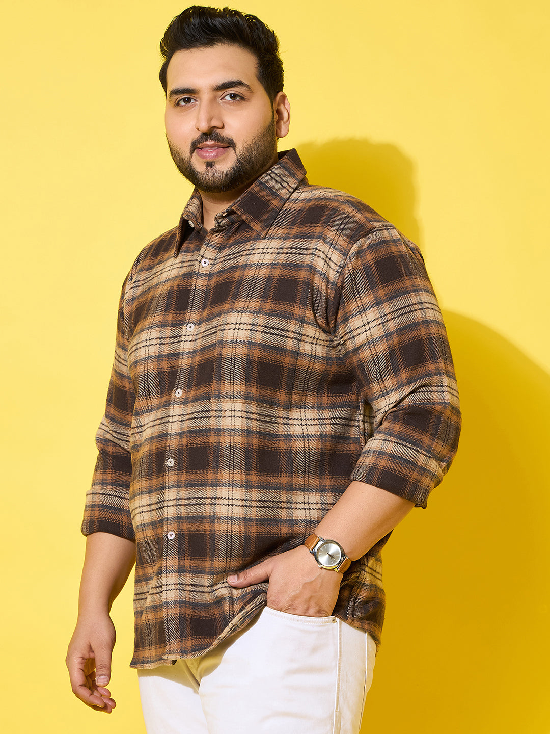 Men Plus Size Boulder Multicolor Checkered Flannel Shirt