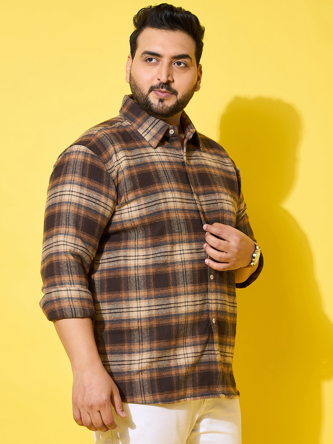 Men Plus Size Boulder Multicolor Checkered Flannel Shirt
