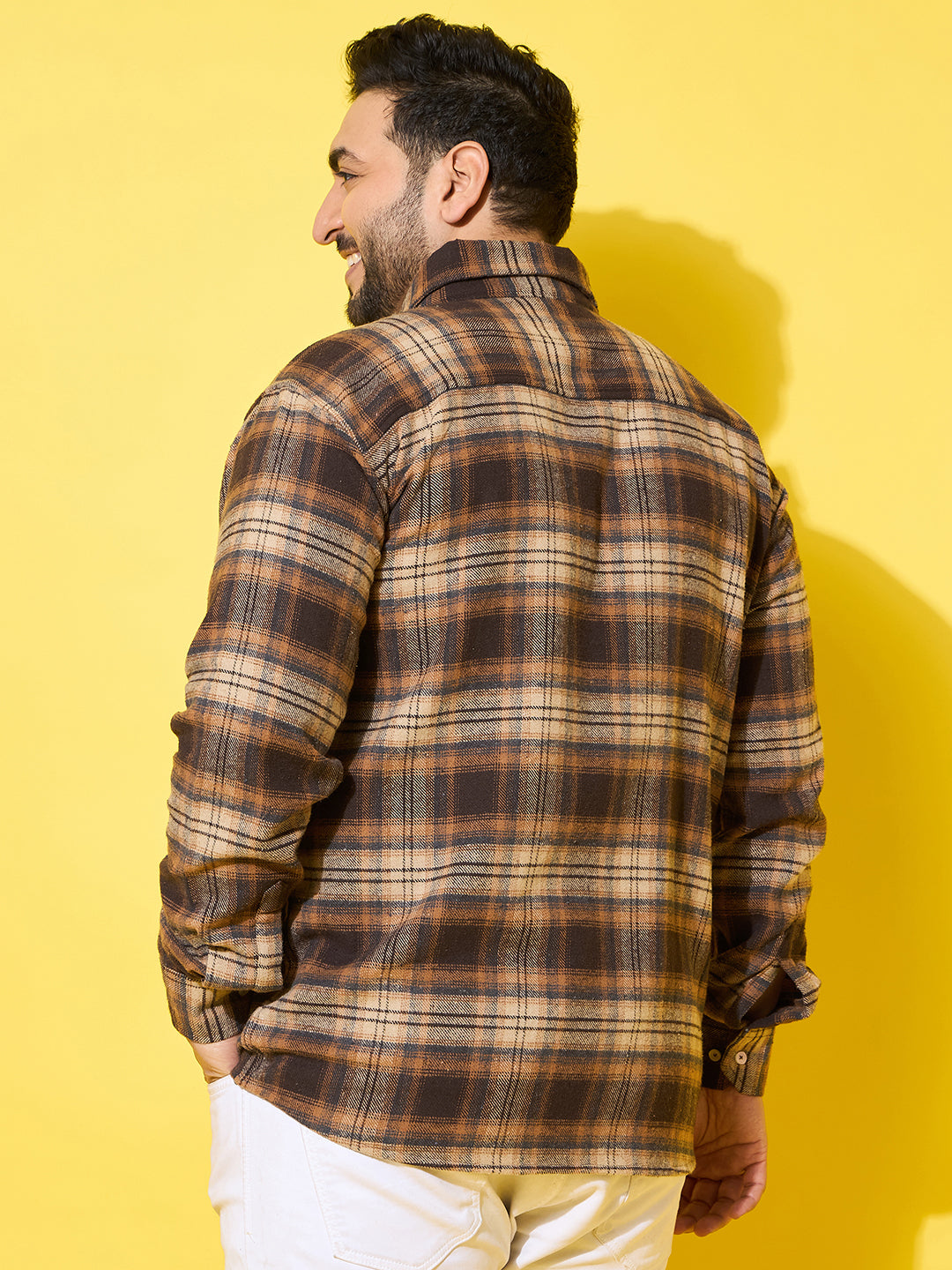 Men Plus Size Boulder Multicolor Checkered Flannel Shirt