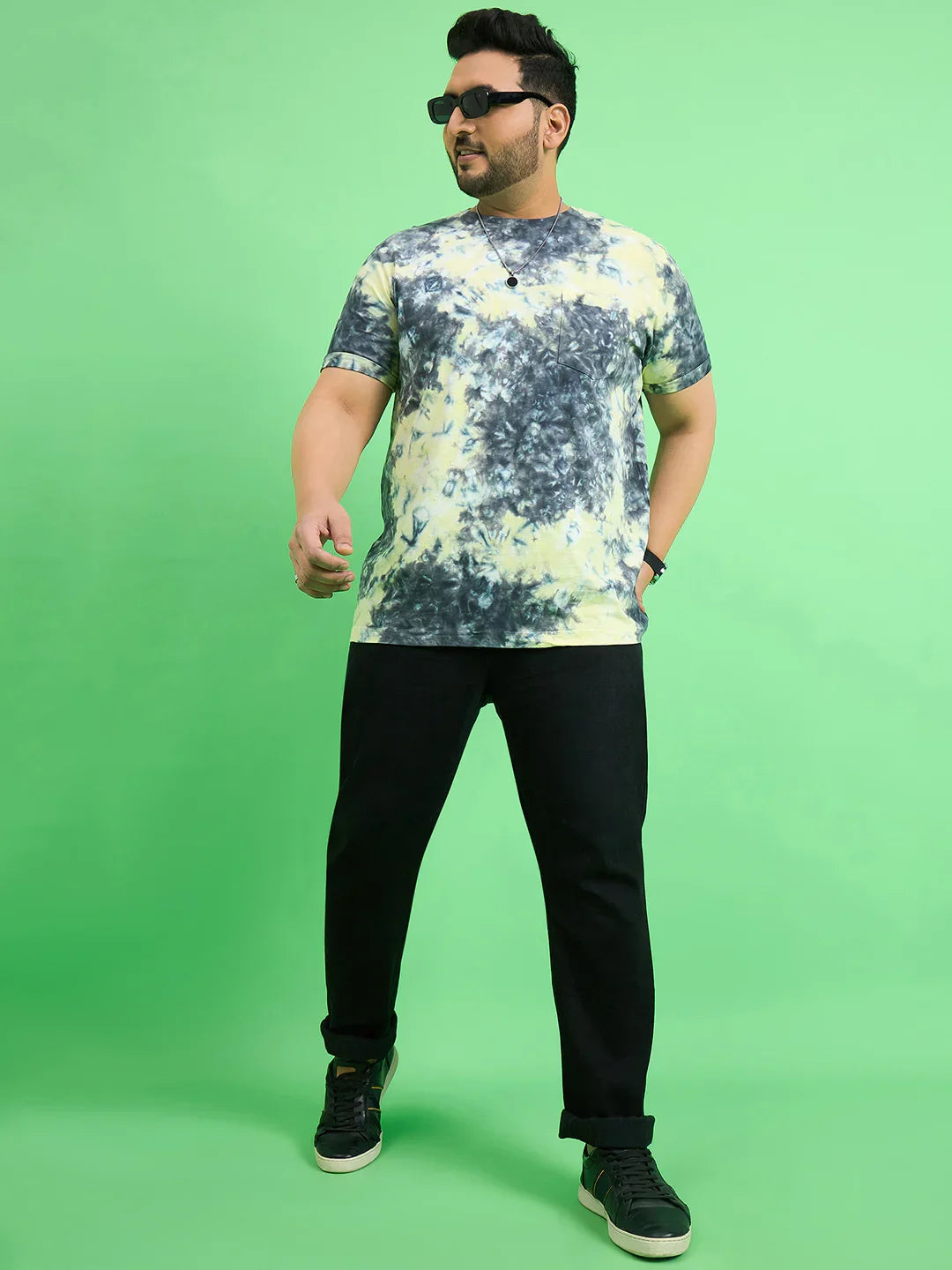 Men Plus Size Brabble Multicolor Printed Round Neck Tshirt