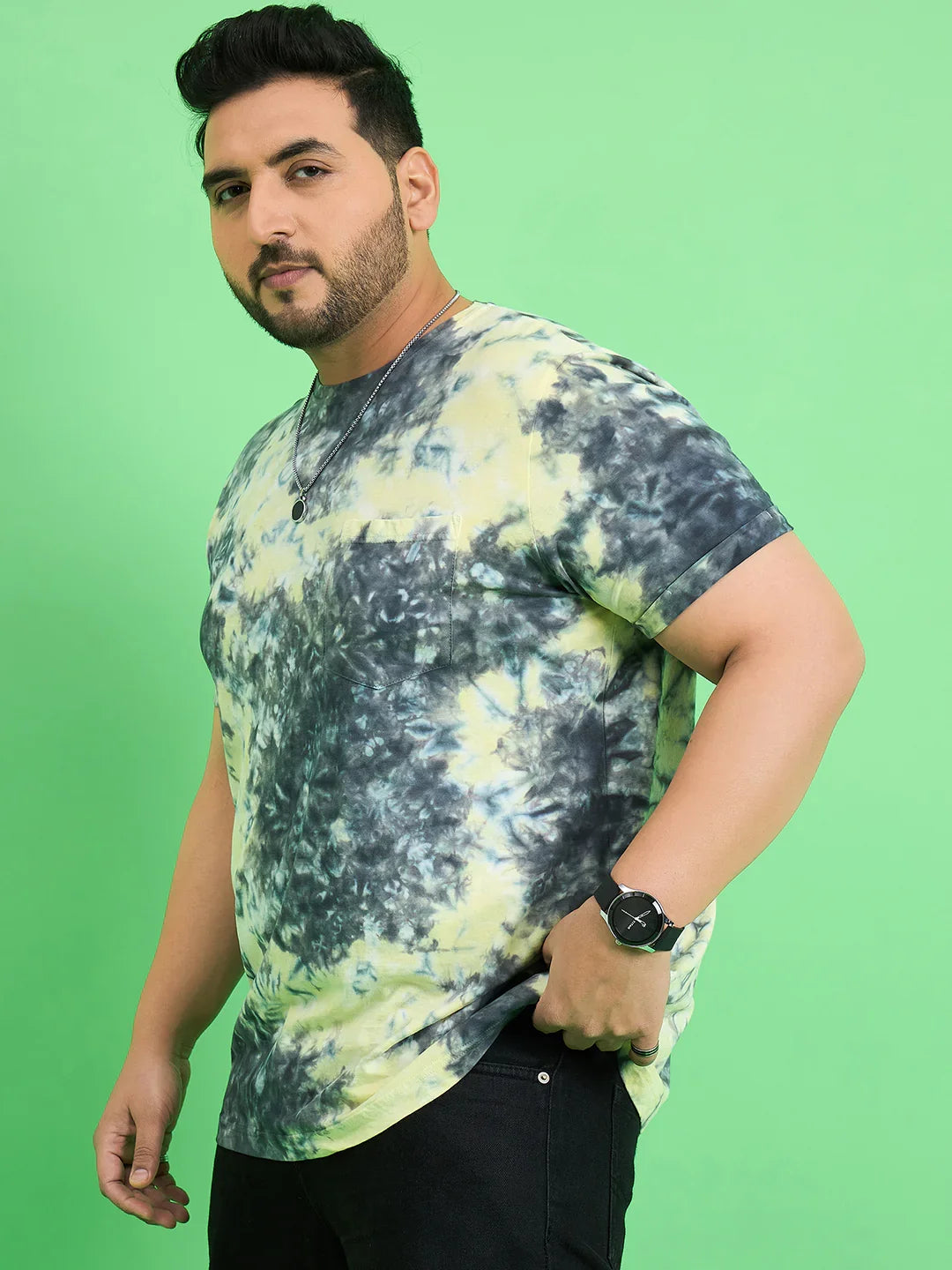 Men Plus Size Brabble Multicolor Printed Round Neck Tshirt