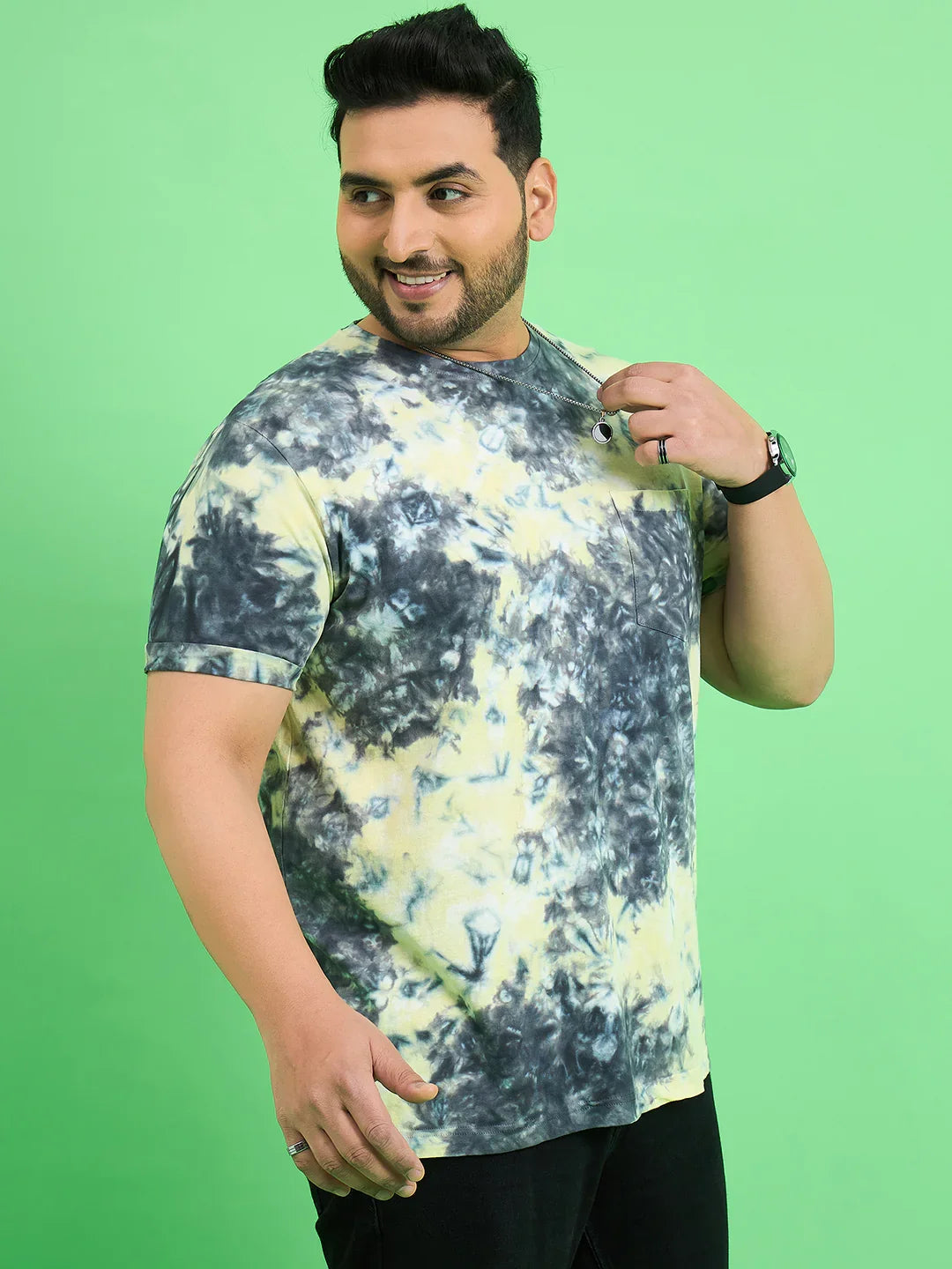 Men Plus Size Brabble Multicolor Printed Round Neck Tshirt